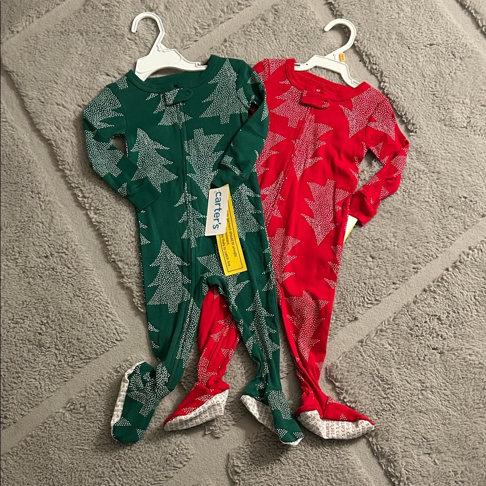 **New Items In! NEW Carter's Tree Zip Up Unisex Baby Onesie Pajama Set